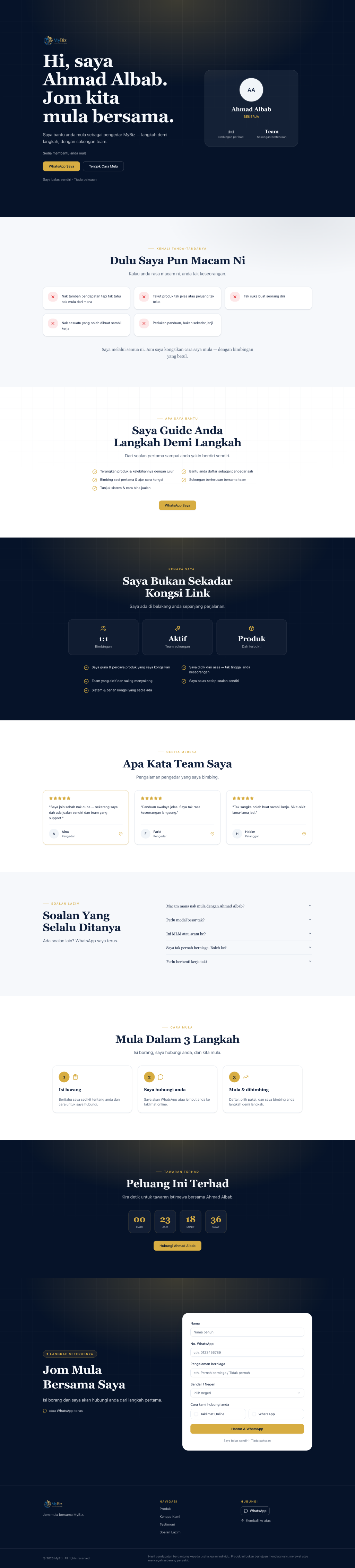 Landing page referral per ejen