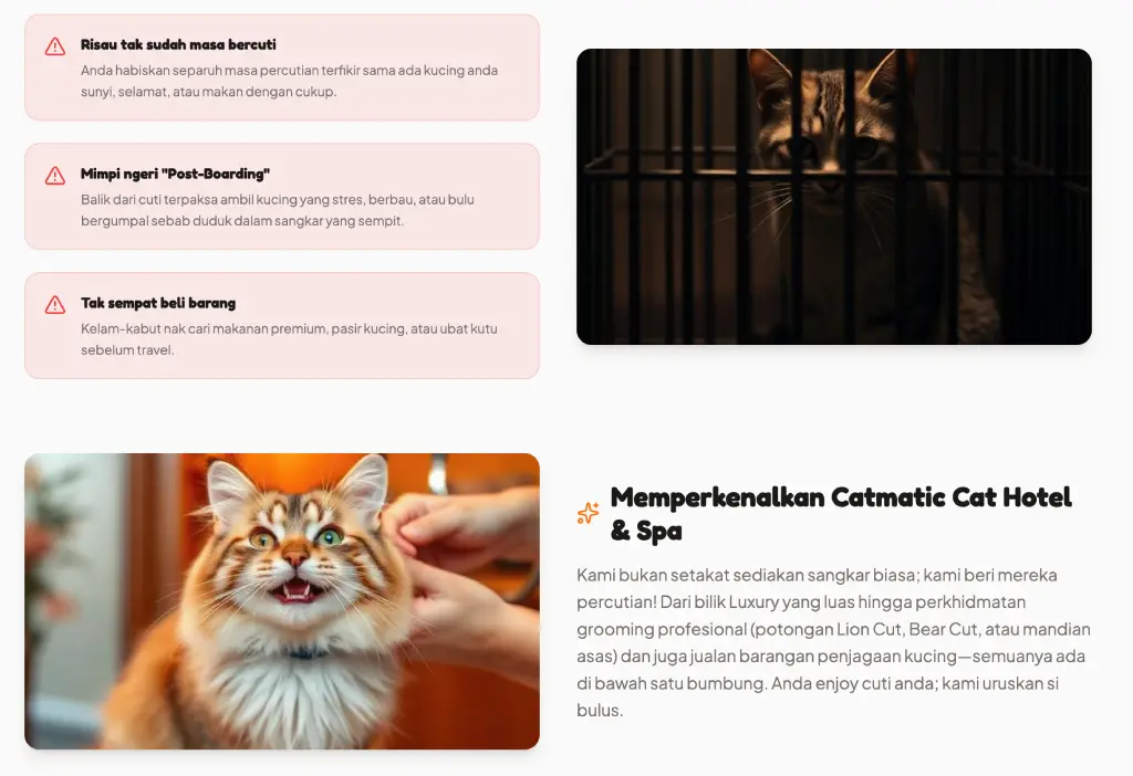 landing page - bahagian masalah pelanggan