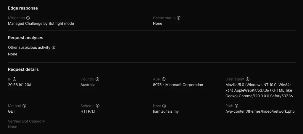 contoh malicious request ke production server